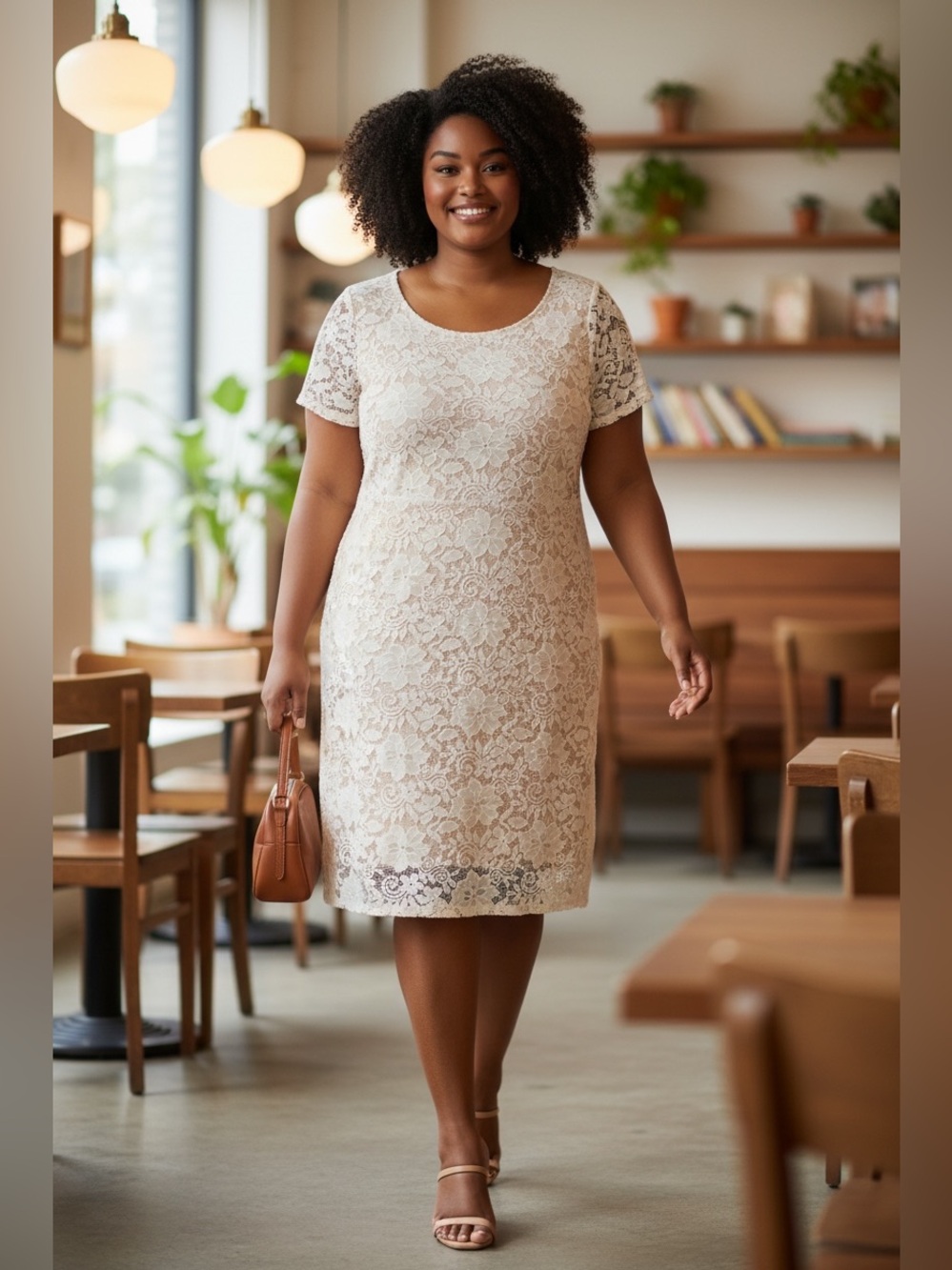 Tiana B Ivory Lace Overlay Dress, Size XXL - NWT